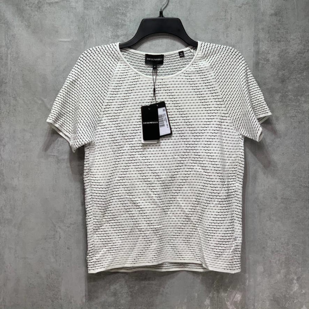Emporio Armani White Woven Diamond Detailed Shirt